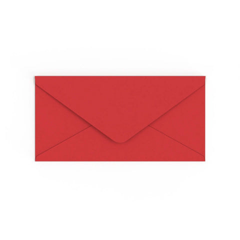 DL Cherry Red British Made Gummed V-Flap Envelope (110 x 220mm)