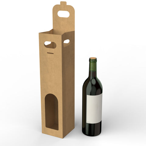 Cardboard Wine Bottle Case Manila 90 x 90 x 390 mm Window