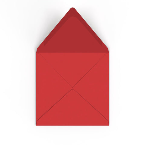 Cherry Red British Made Gummed V-Flap Envelope (155 x 155mm)