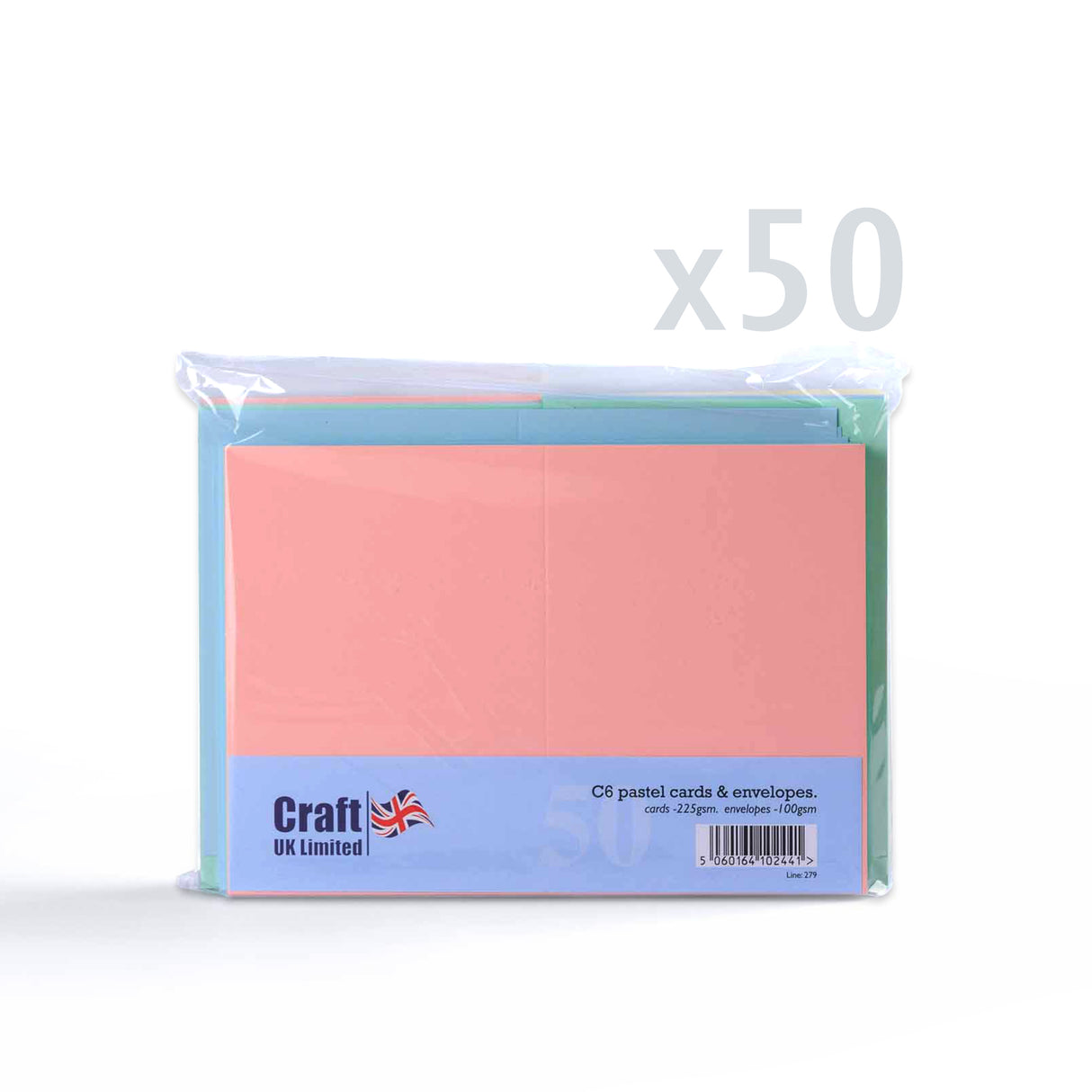 Assorted pastel cards 225gsm & envelopes 100gsm