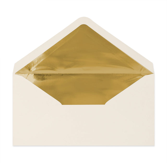 Paper Lined Envelopes Ivory + Gold Foil 110 x 220 mm (DL)